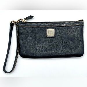 DOONEY & BOURKE Pebble Grain Black Leather Wristlet and Handbag.